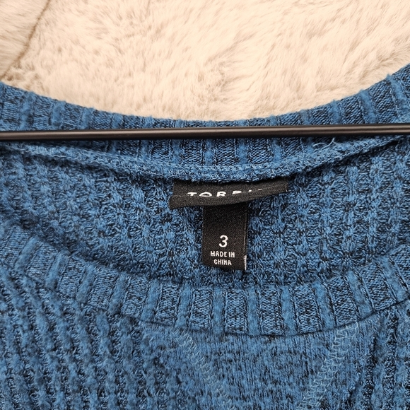 Torrid Blue Teal Brushed Waffle Crew Neck Raglan Sweatshirt 3 - Picture 4 of 9